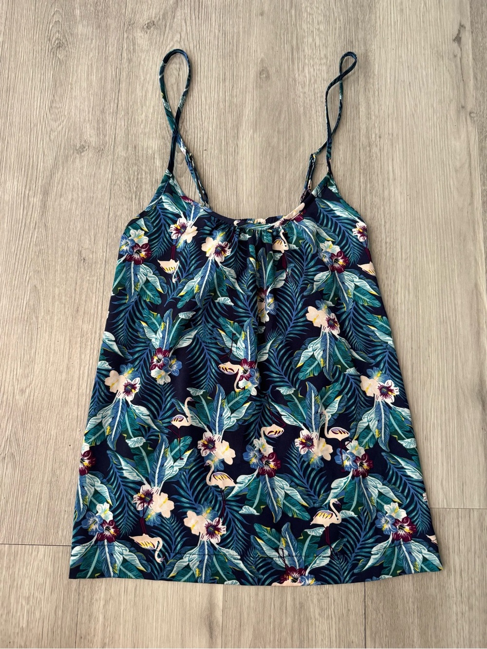 Dip Clothing Women’s Blue Tropical Flamingo Print Tank Top Size Medium